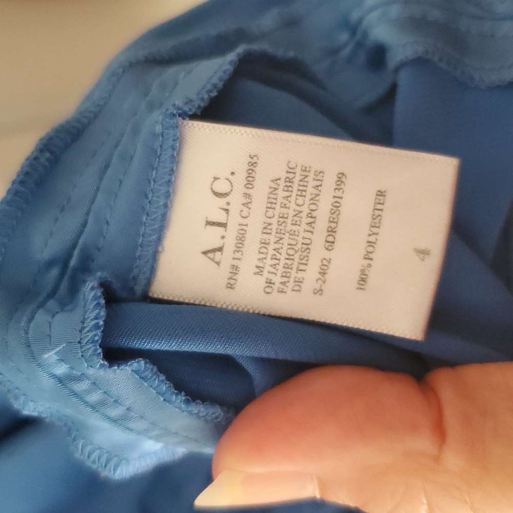ALC RTR Blue Spaghetti Strap Midi Cutout Satin Dress Size 4 - Picture 7 of 16